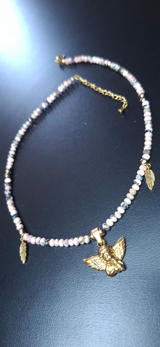 Collier Rhodochrosite et Pyrite