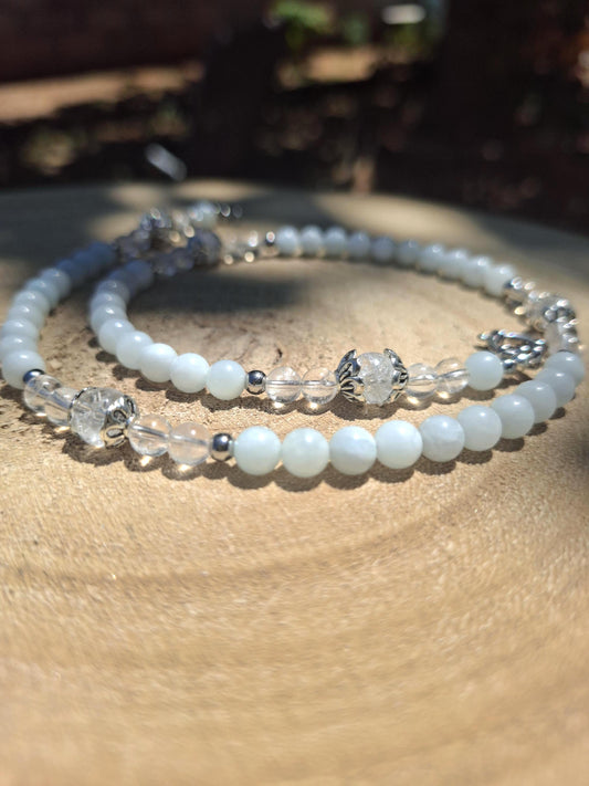 Collier Aigue marine, Cristal de roche