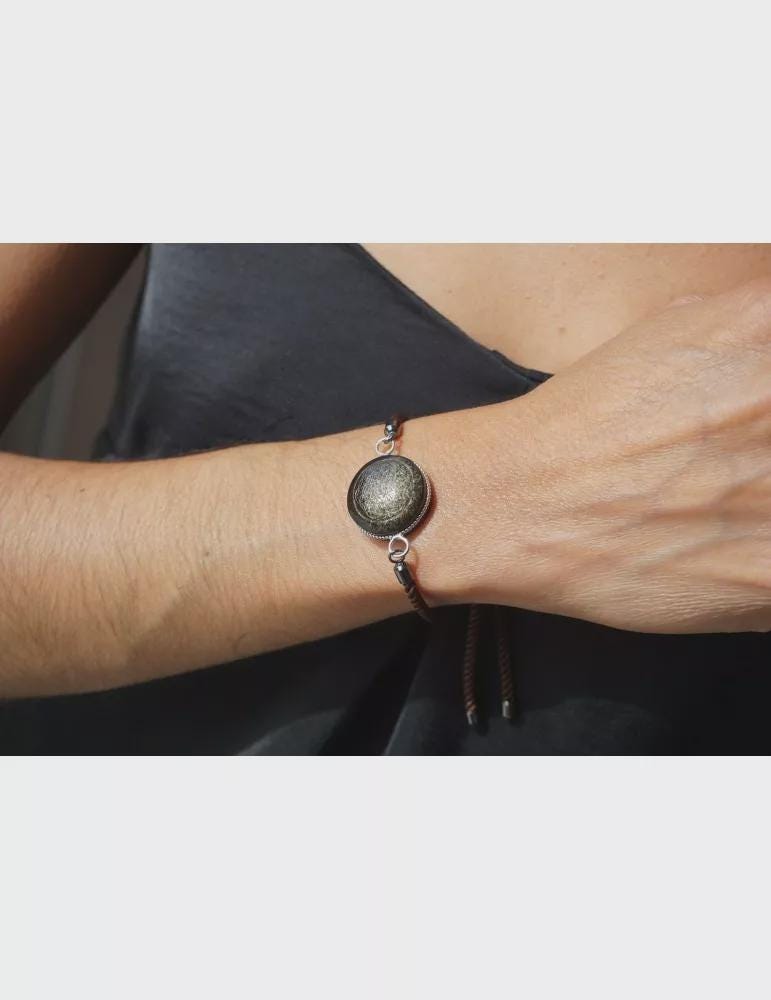 Bracelet Obsidienne dorée, fleur de vie