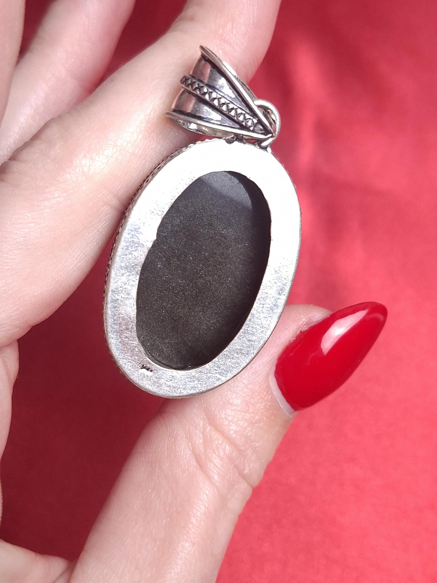 Pendentif Obsidienne dorée, argent 925