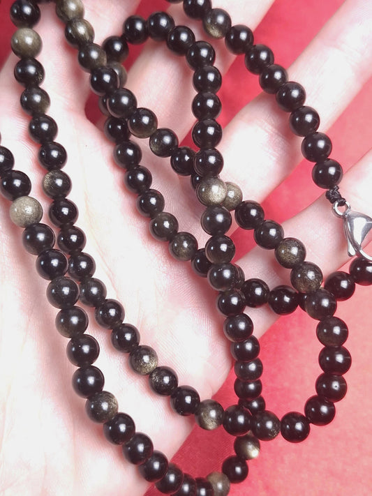 Collier Obsidienne dorée