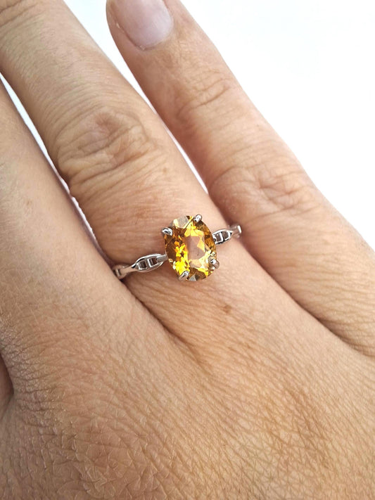 Bague Citrine naturelle, argent 925