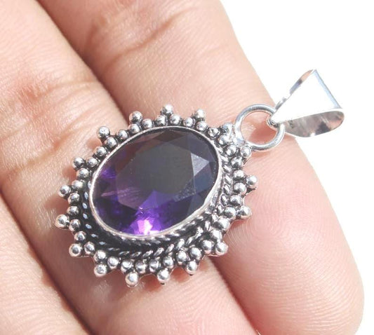 Pendentif Améthyste facettée, argent 925