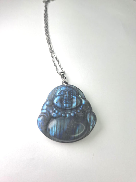 Pendentif Labradorite, bouddha rieur