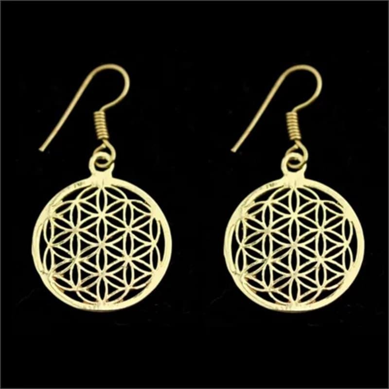 Boucles d'oreilles laiton, graine de vie, fleur de vie