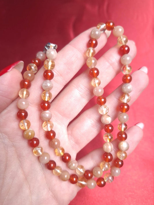 Collier Cornaline, Citrine, Pierre de soleil