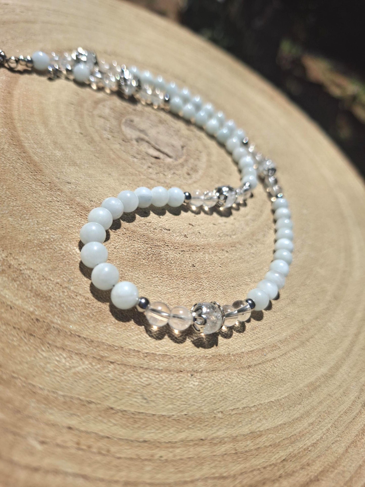 Collier Aigue marine, Cristal de roche