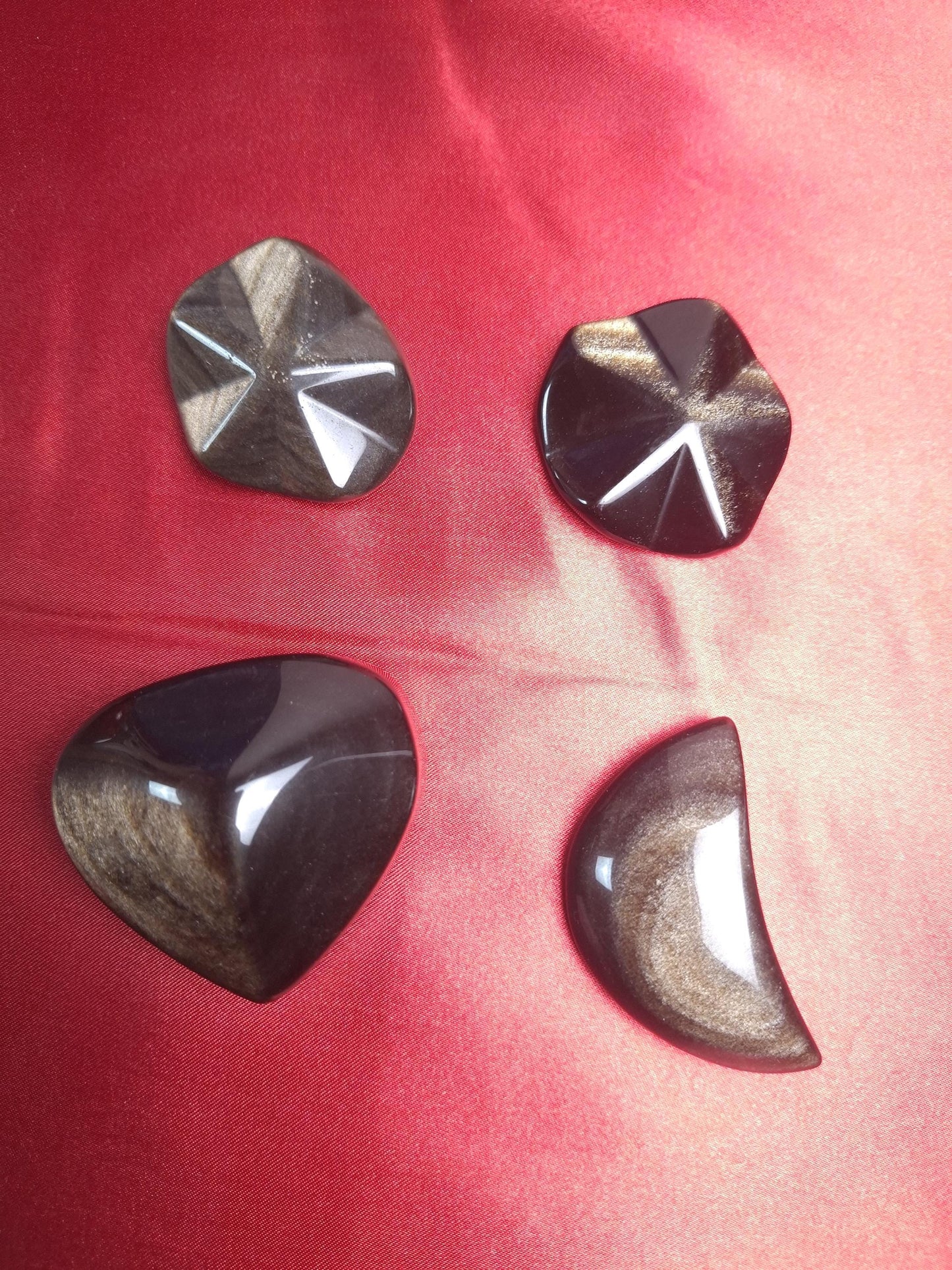 Etoile Obsidienne dorée, lune Obsidienne dorée, coeur Obsidienne dorée