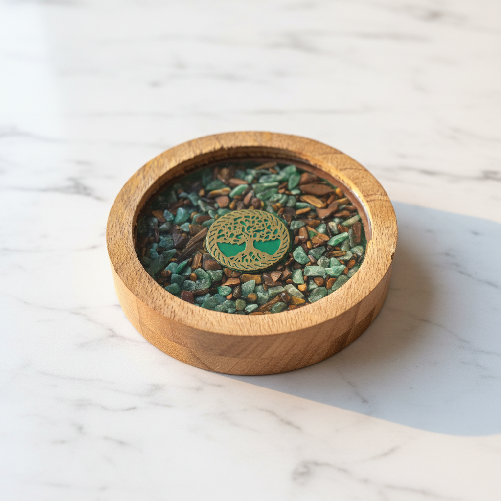 Dessous de verre Arbre Aventurine & Oeil de Tigre