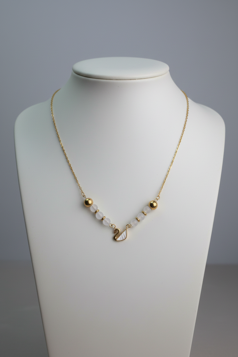 Collier Pierre de lune, acier inoxydable