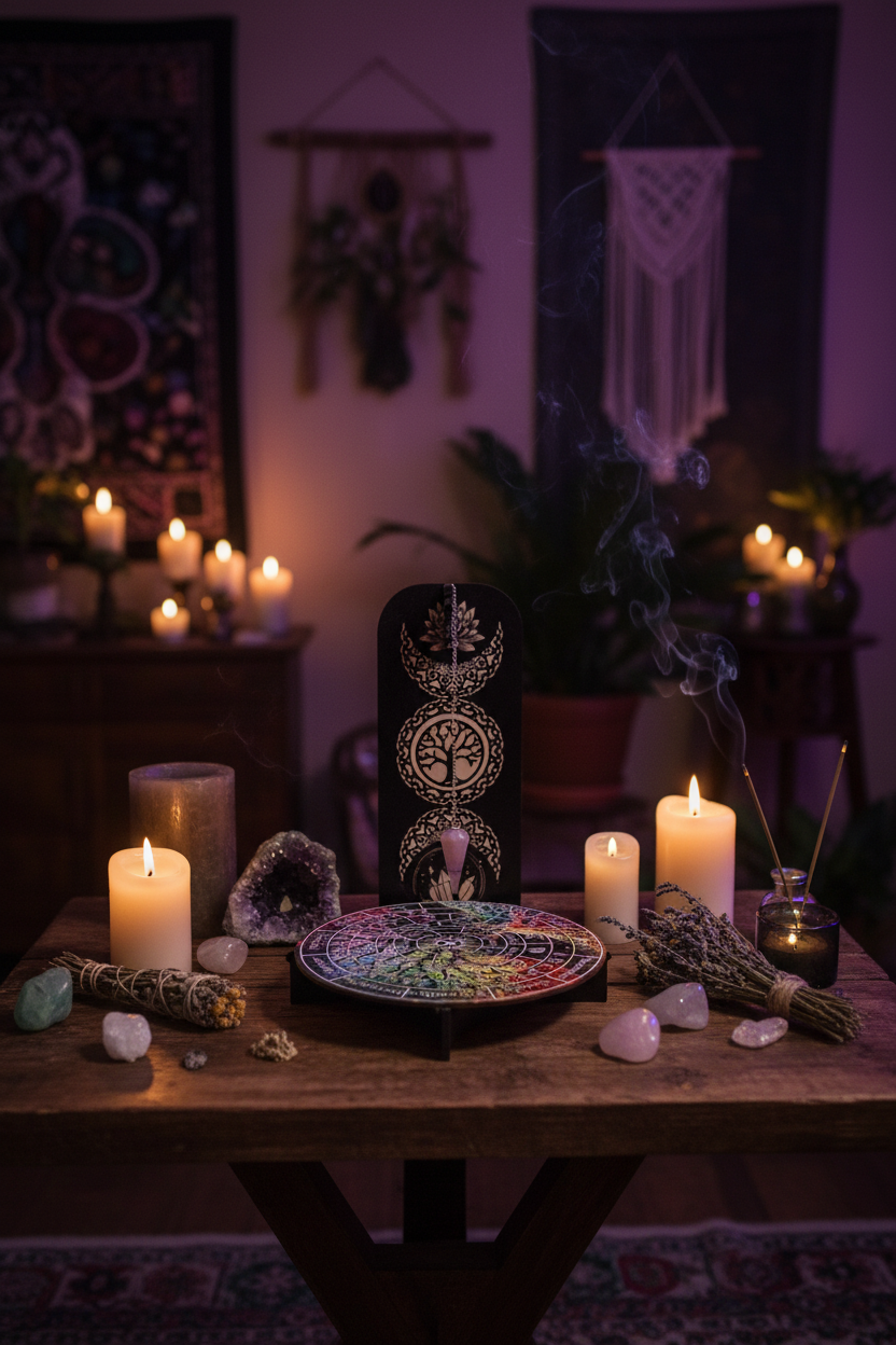 Planche de divination arbre de vie en bois