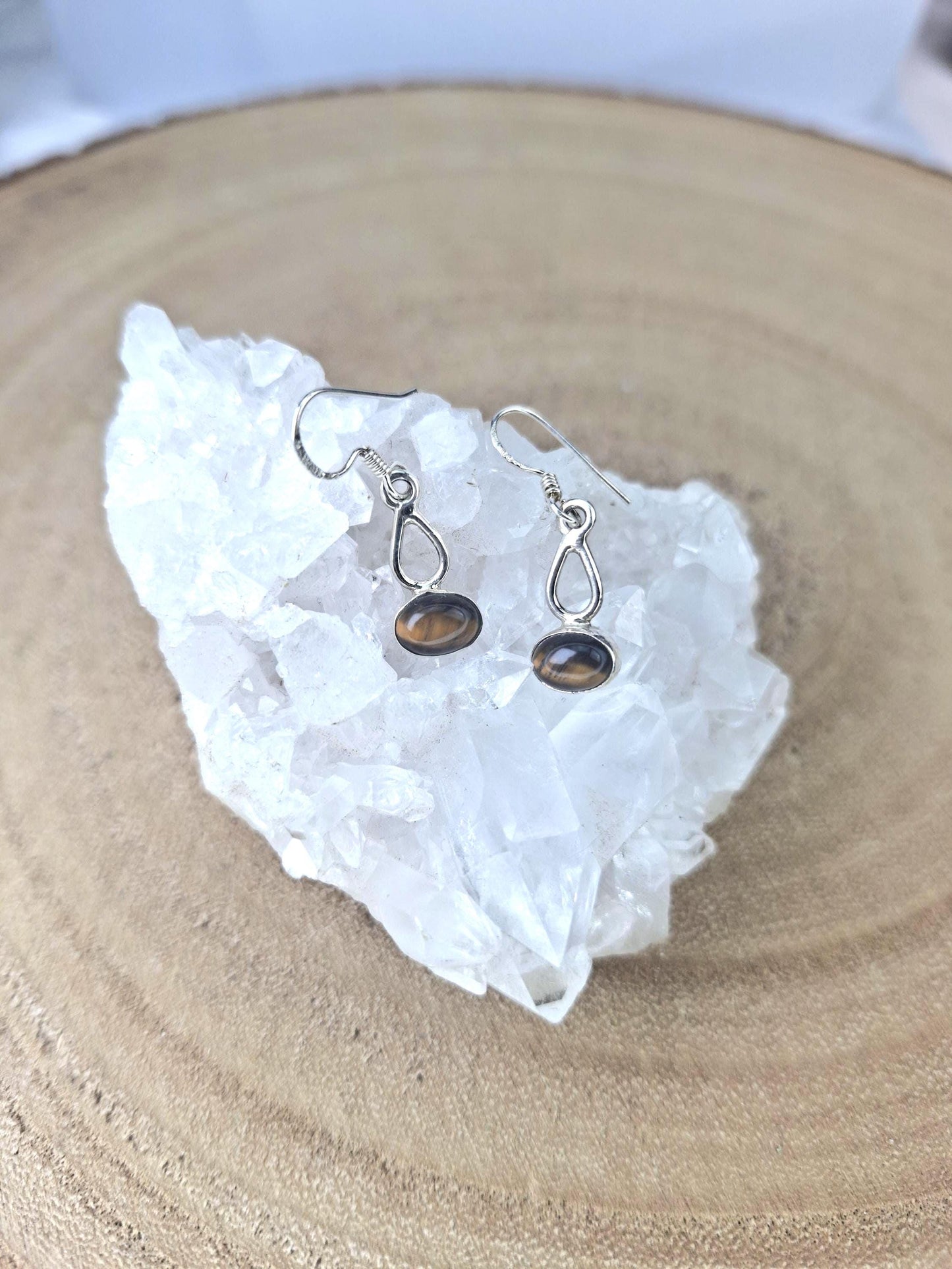 Boucles d'oreilles Oeil de tigre, argent 925