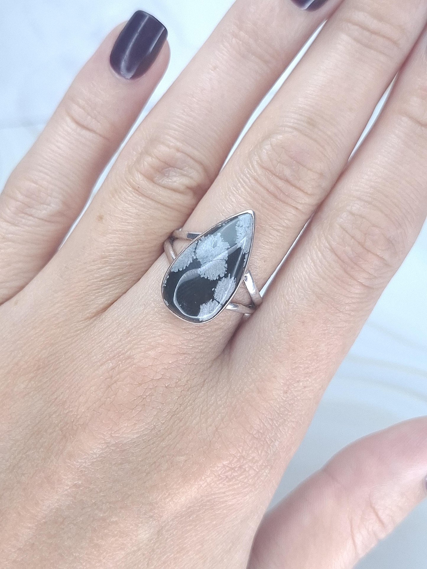 Bague Obsidienne naturelle, argent 925