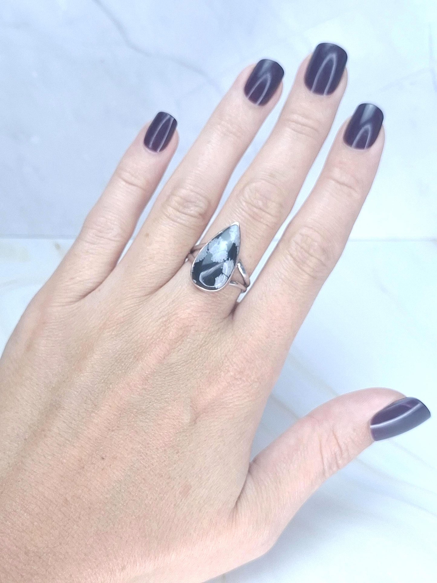 Bague Obsidienne naturelle, argent 925