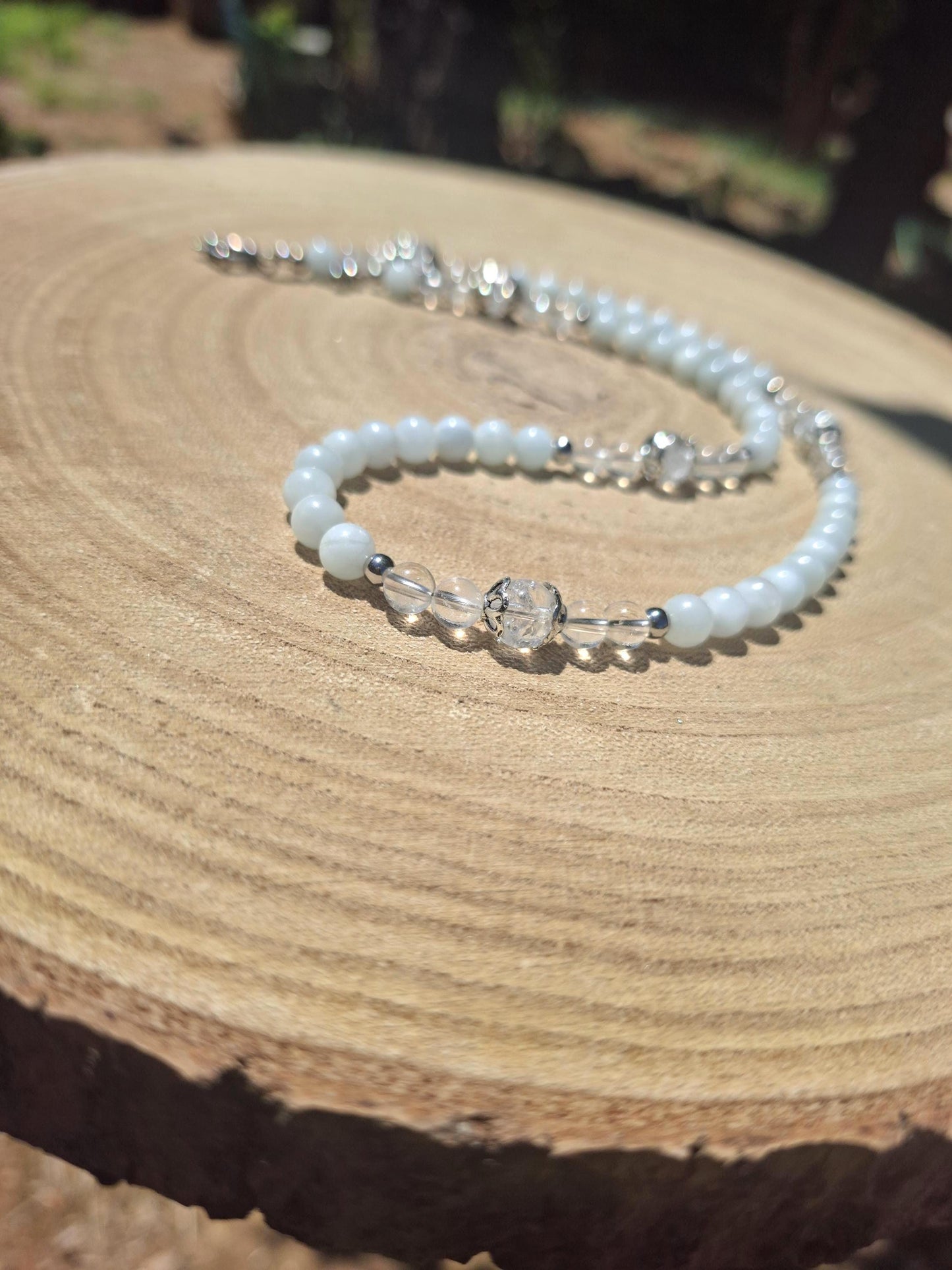 Collier Aigue marine, Cristal de roche