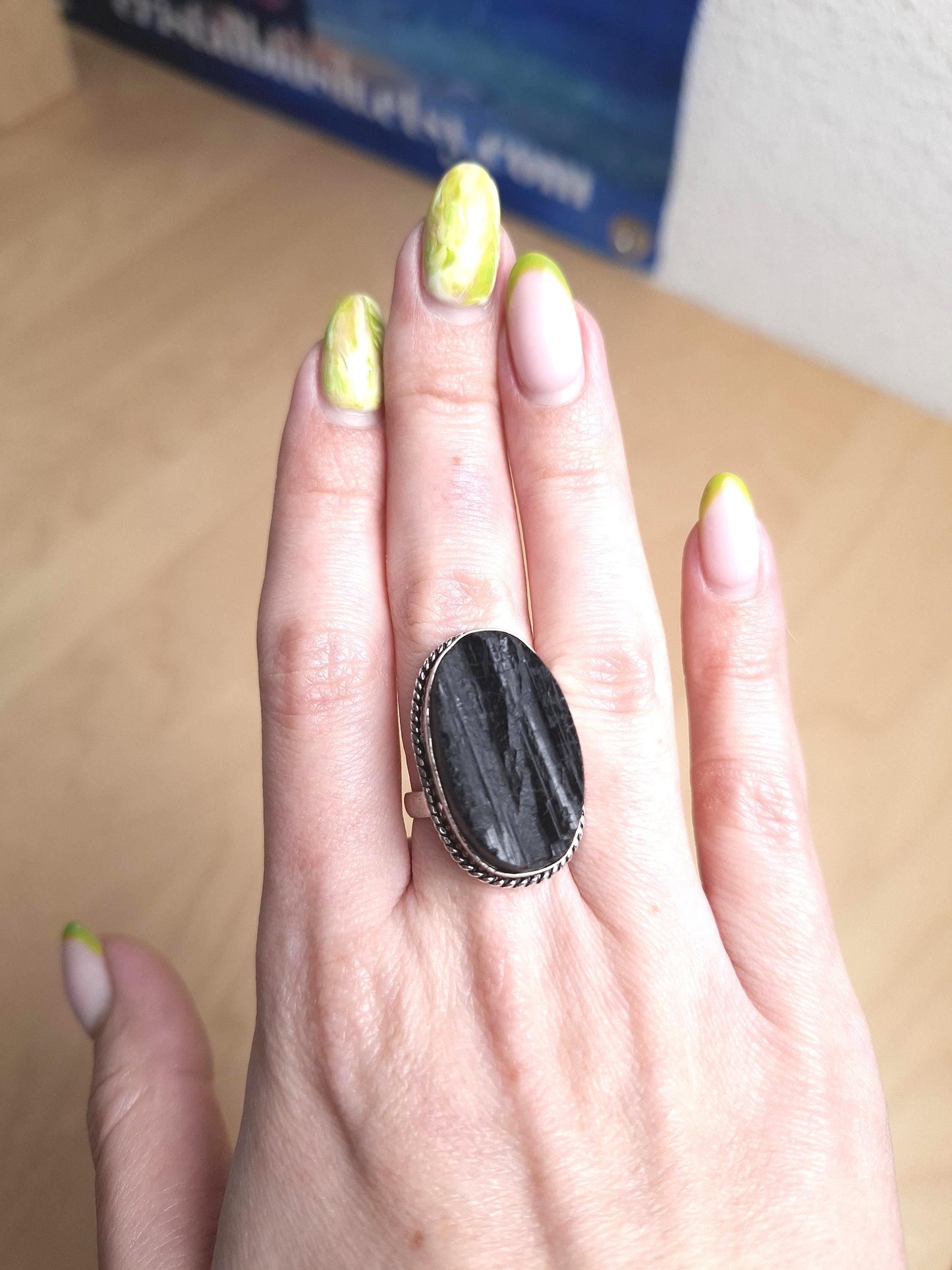 Bague Tourmaline noire, bague argent 925