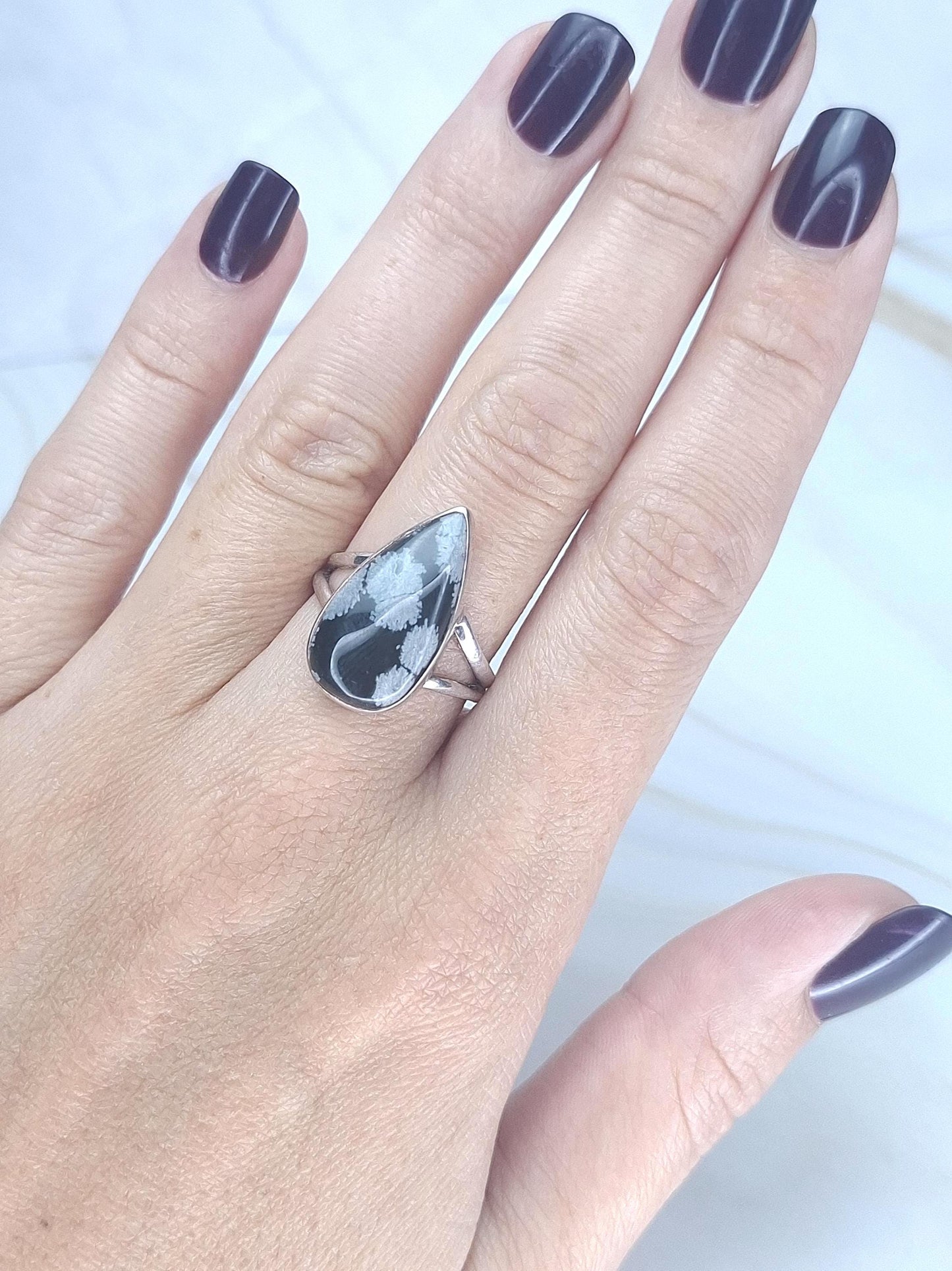 Bague Obsidienne naturelle, argent 925
