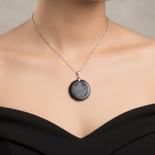 Pendentif Obsidienne noire, Ganesh