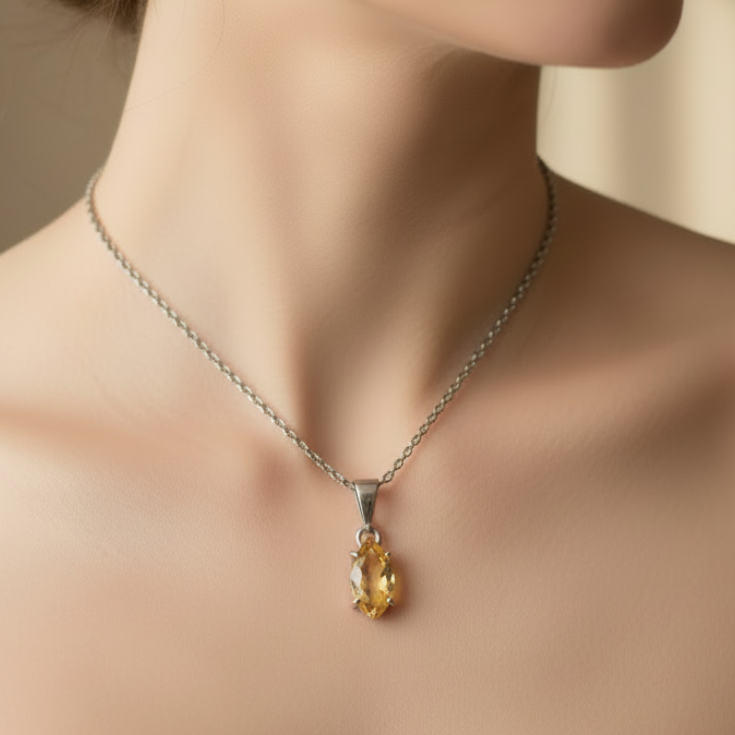 Pendentif Citrine naturelle, argent 925