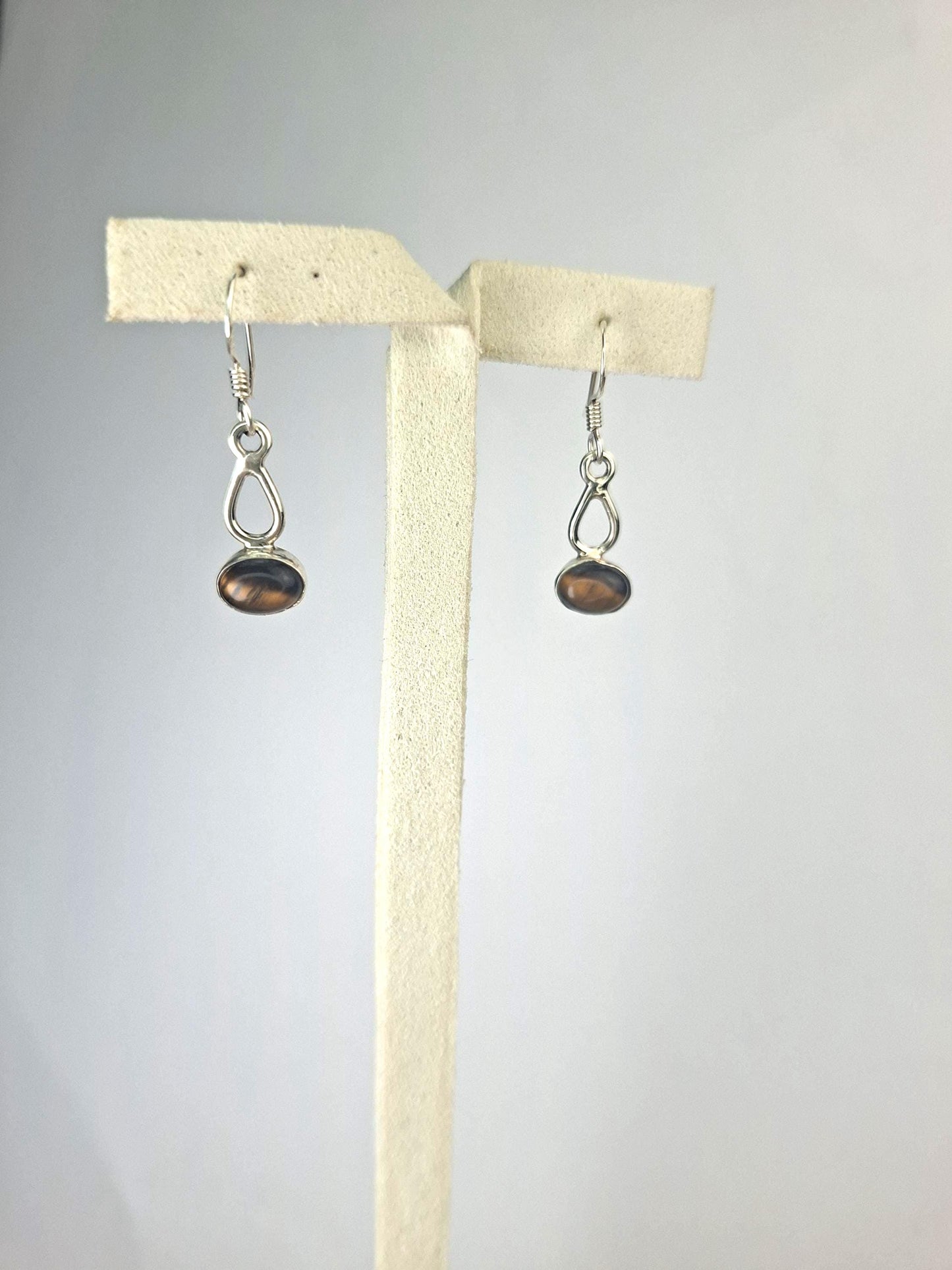 Boucles d'oreilles Oeil de tigre, argent 925