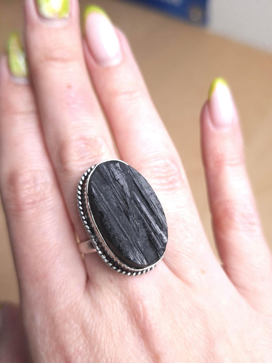 Bague Tourmaline noire, bague argent 925