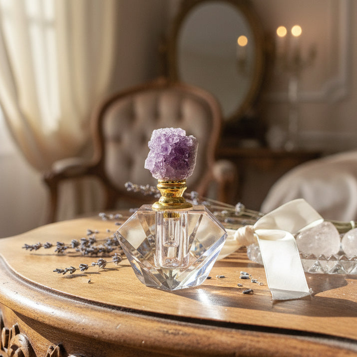 Flacon parfum Améthyste ou Fluorite