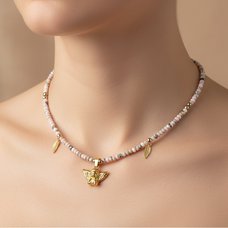 Collier Rhodochrosite et Pyrite