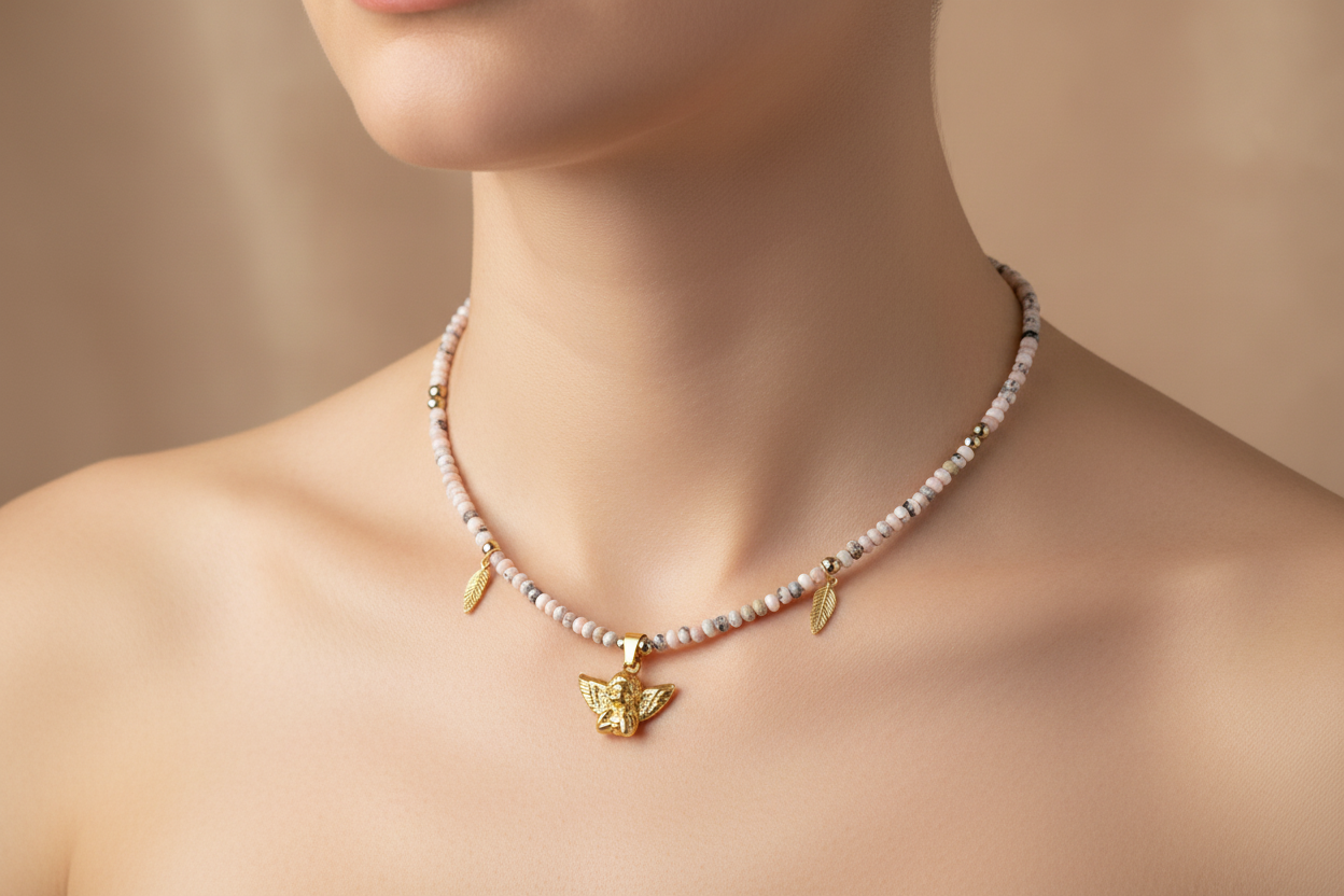 Collier Rhodochrosite et Pyrite