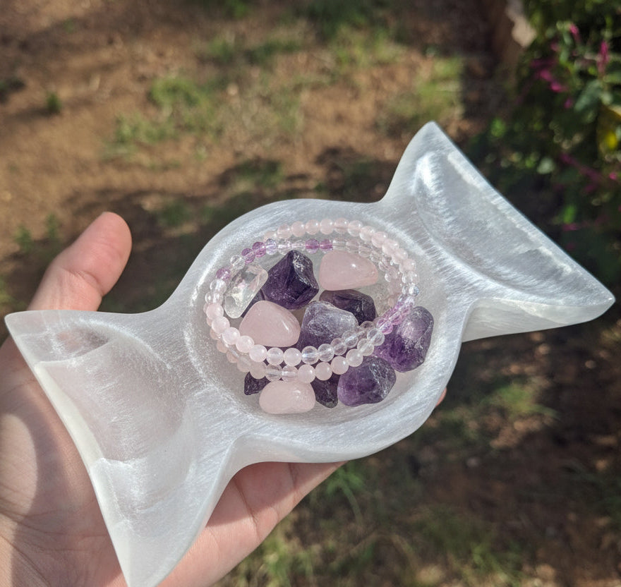 Bol sélénite, bol triple lune