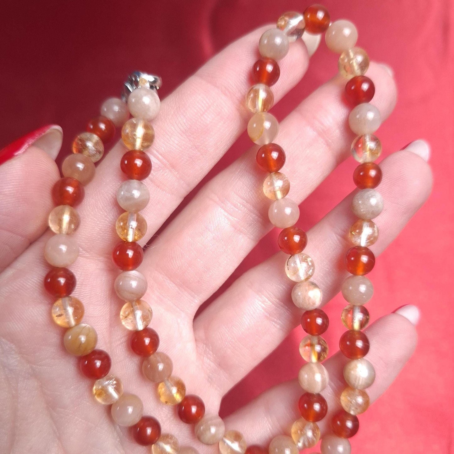 Collier Cornaline, Citrine, Pierre de soleil