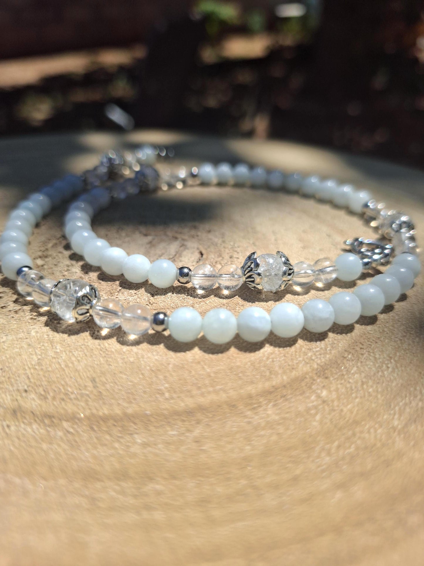 Collier Aigue marine, Cristal de roche