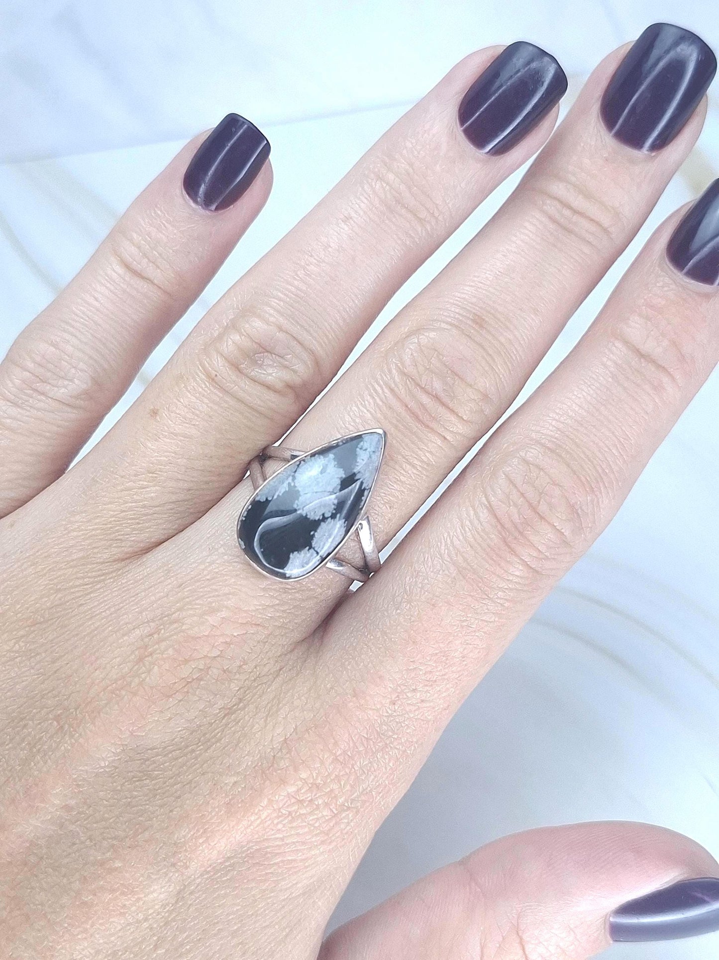 Bague Obsidienne naturelle, argent 925