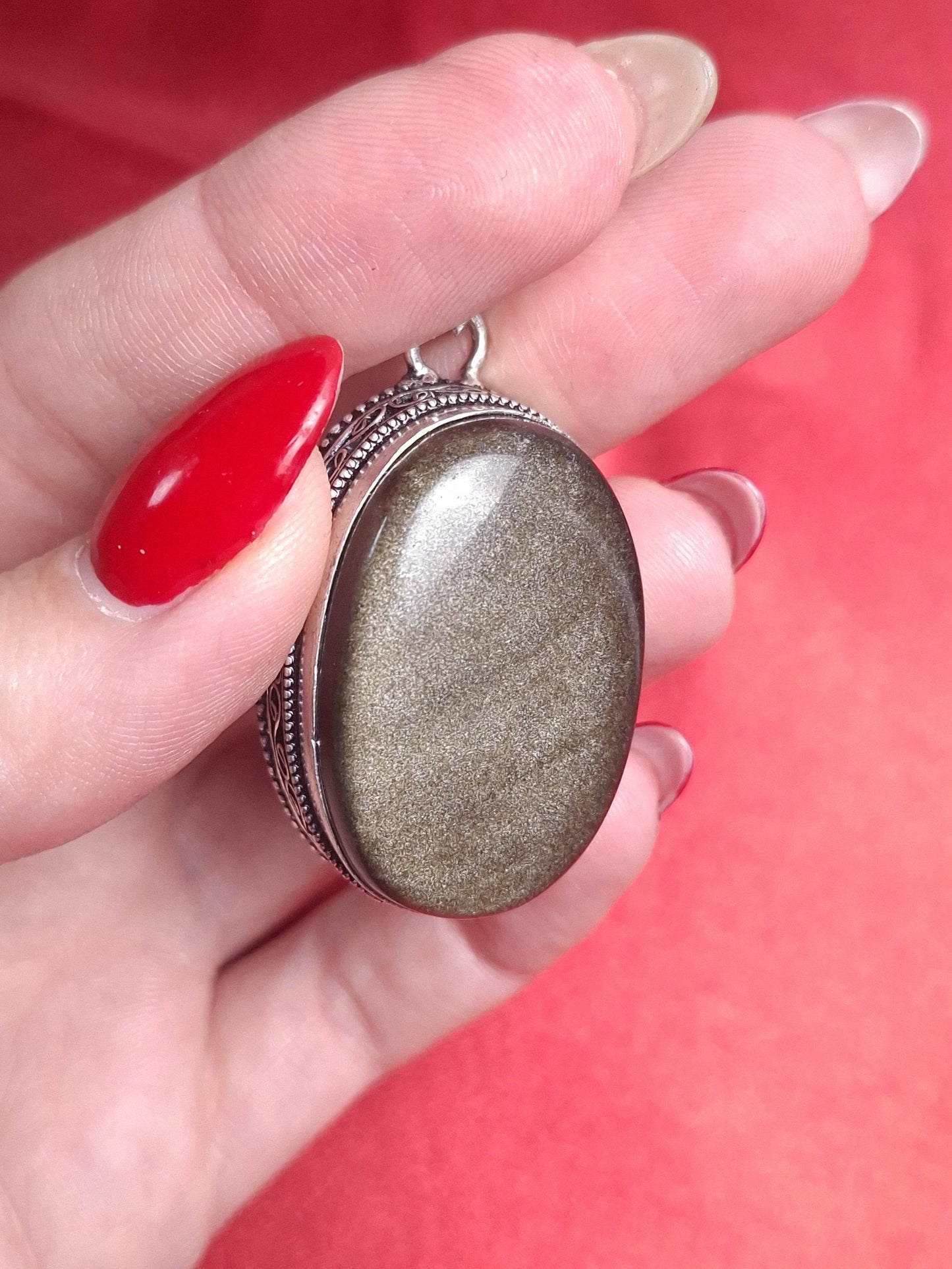 Pendentif Obsidienne dorée, argent 925