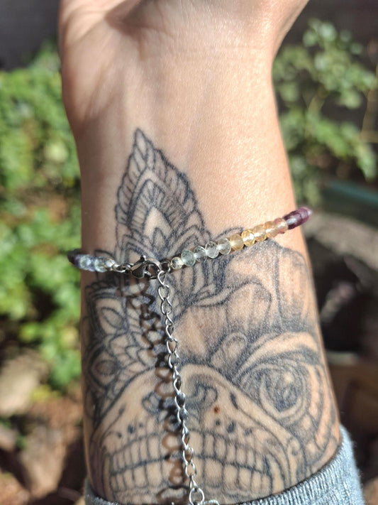 Bracelet Fluorite AA, perles facettées,