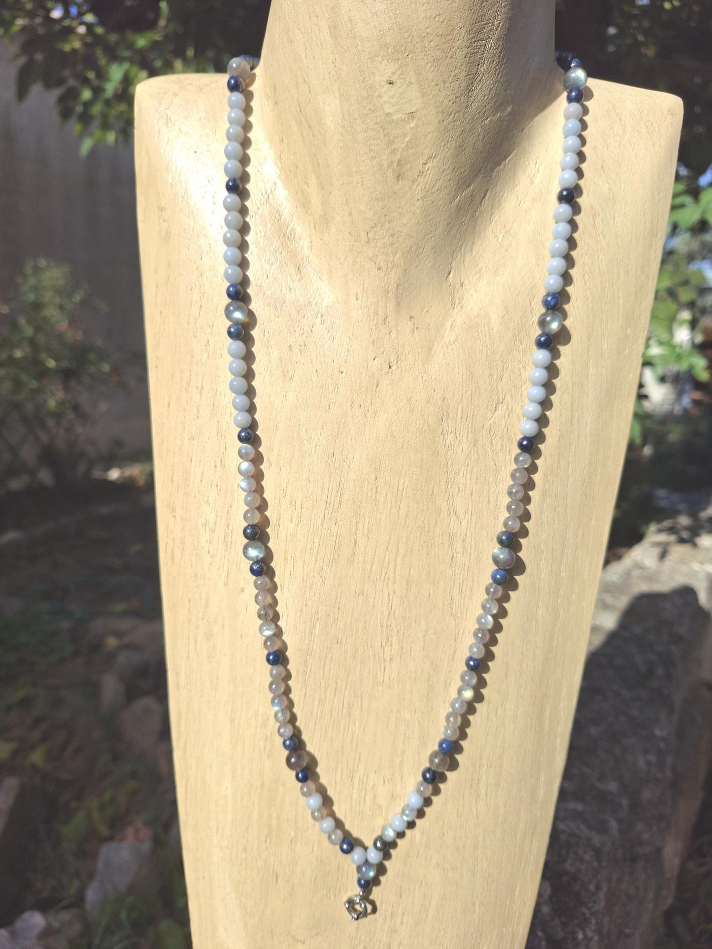 Collier Labradorite, Lapis Lazuli, Angélite