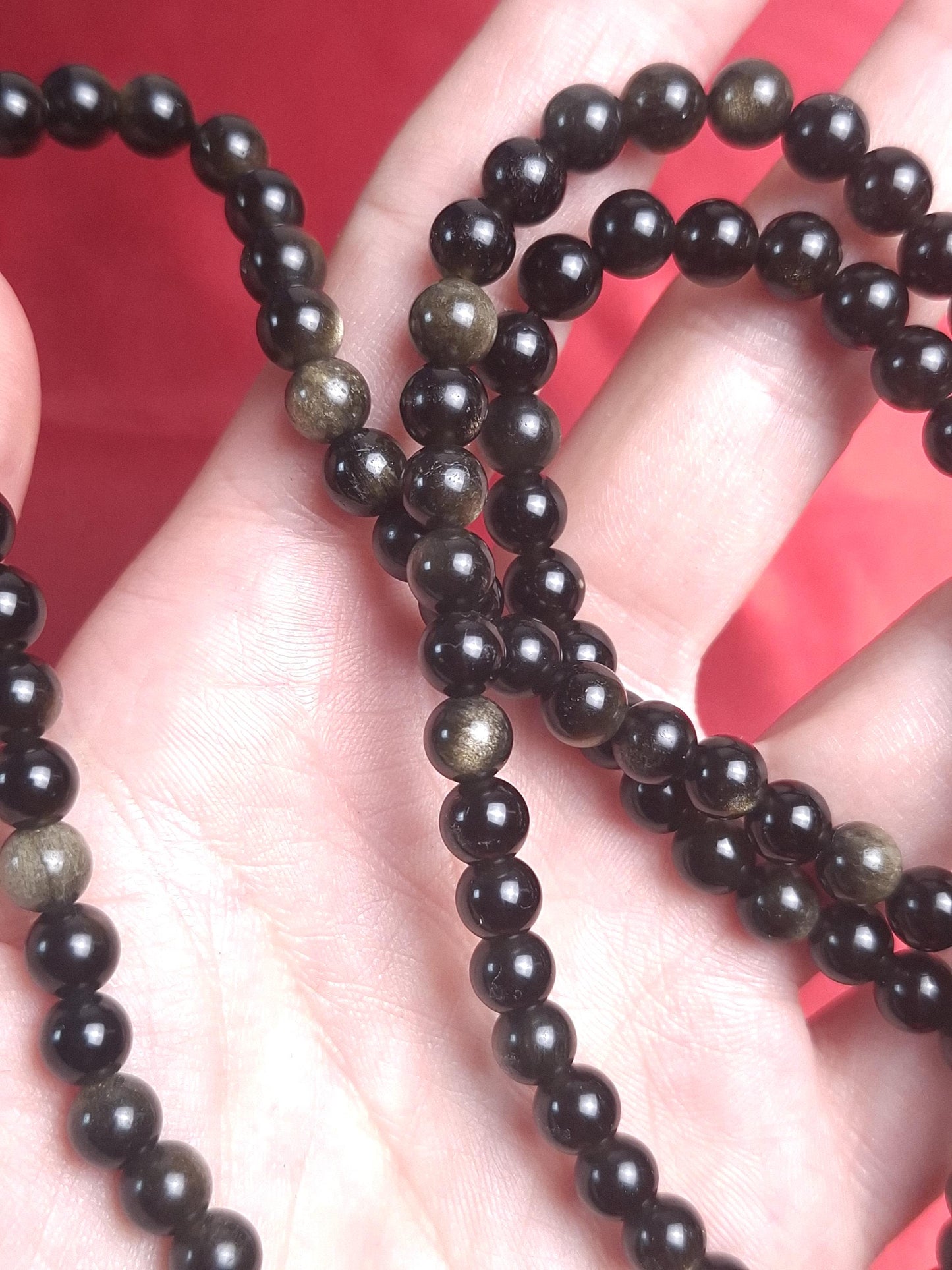 Collier Obsidienne dorée