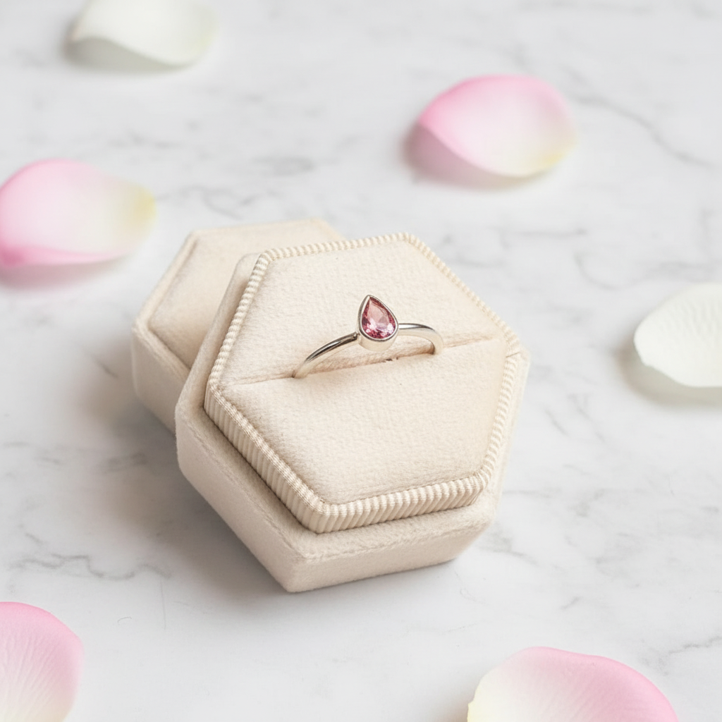 Bague Tourmaline rose, Taille 56, argent 925