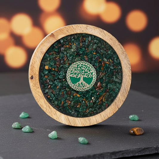 Dessous de verre Arbre Aventurine & Oeil de Tigre