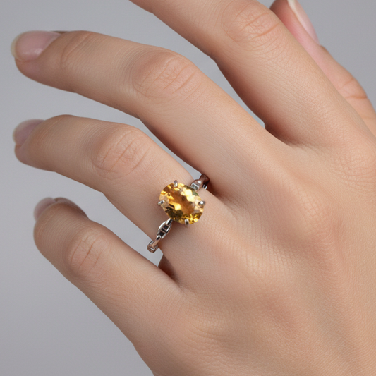 Bague Citrine naturelle, argent 925