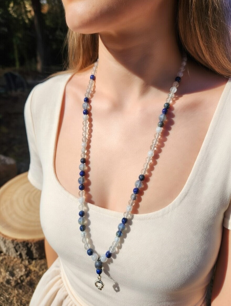 Collier Labradorite, Lapis Lazuli, Angélite