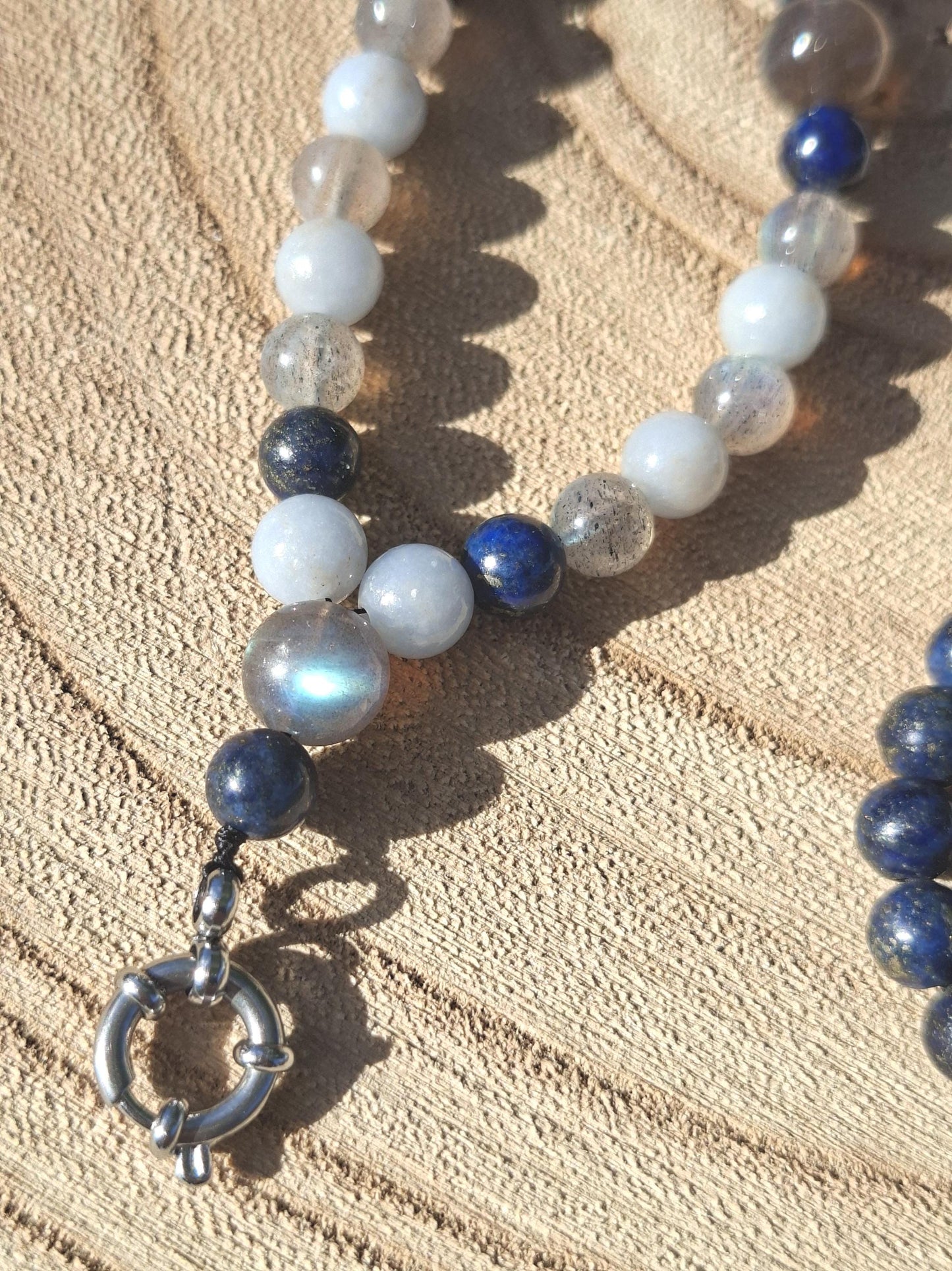 Collier Labradorite, Lapis Lazuli, Angélite