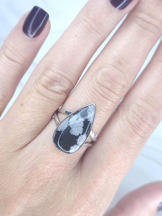 Bague Obsidienne naturelle, argent 925