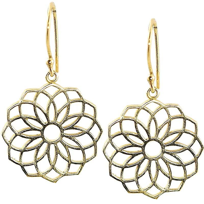 Boucles d'oreilles laiton, graine de vie, fleur de vie