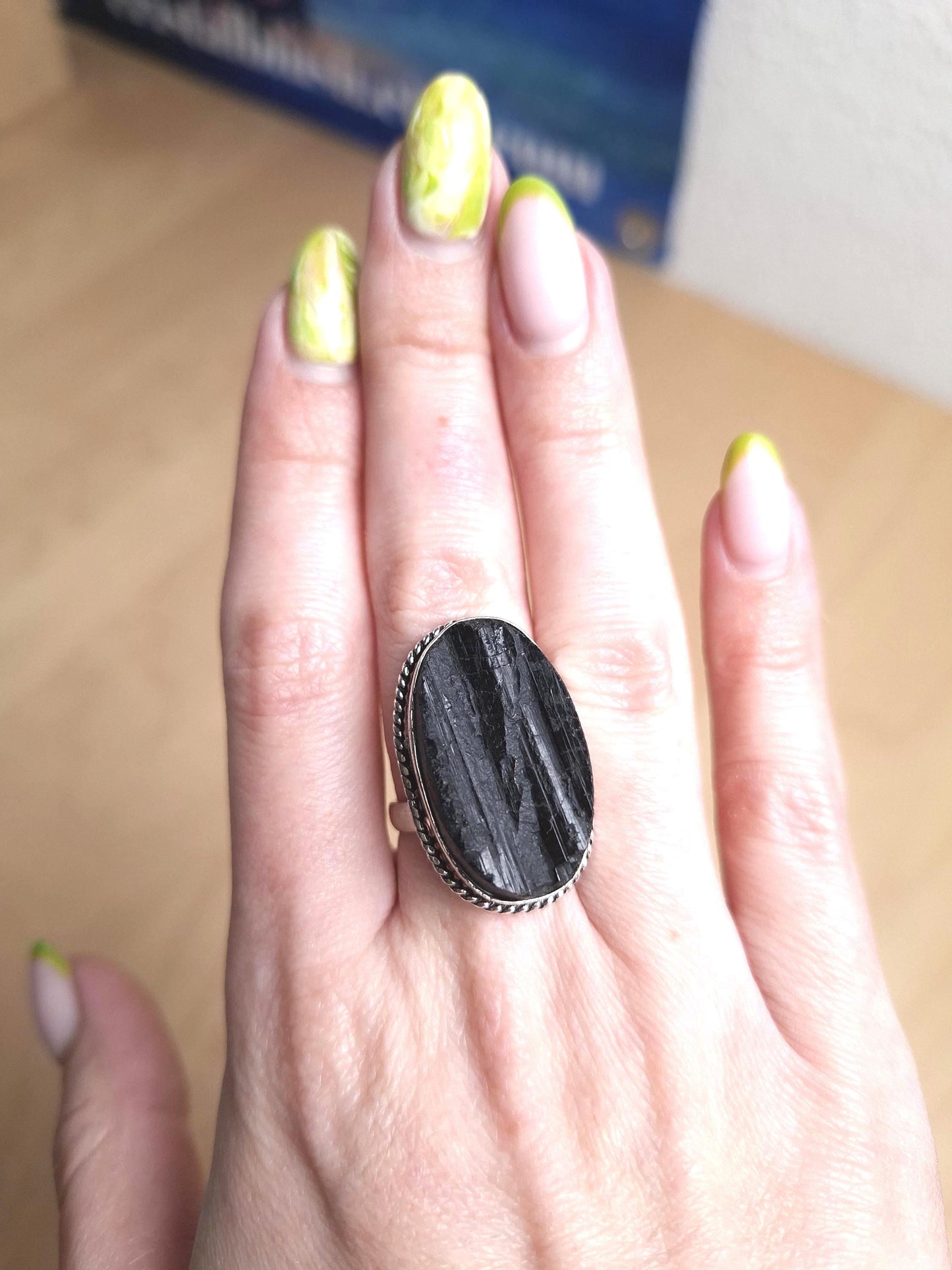 Bague Tourmaline noire, bague argent 925