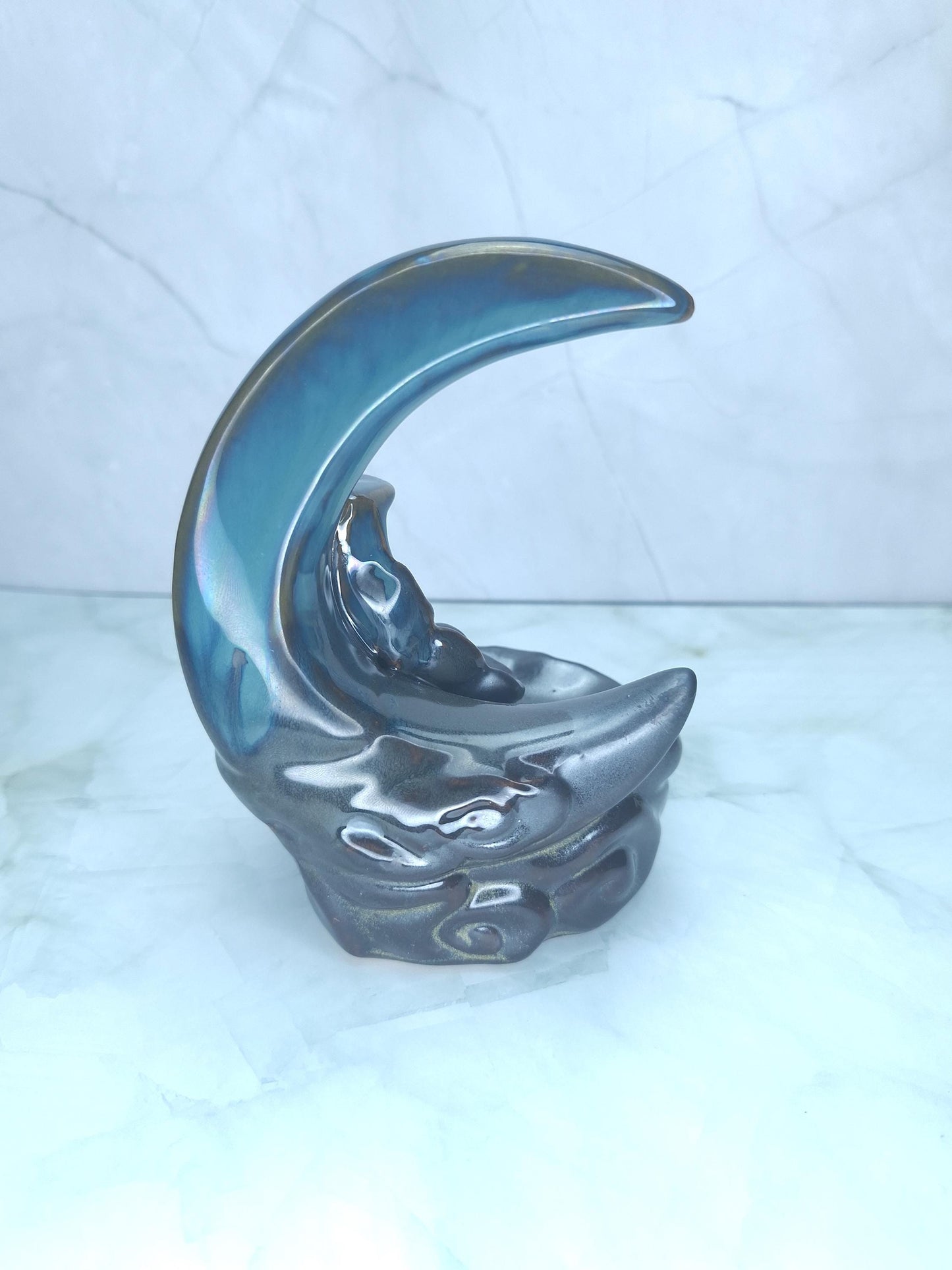 Porte encens lune, brûle encens, porte encens céramique