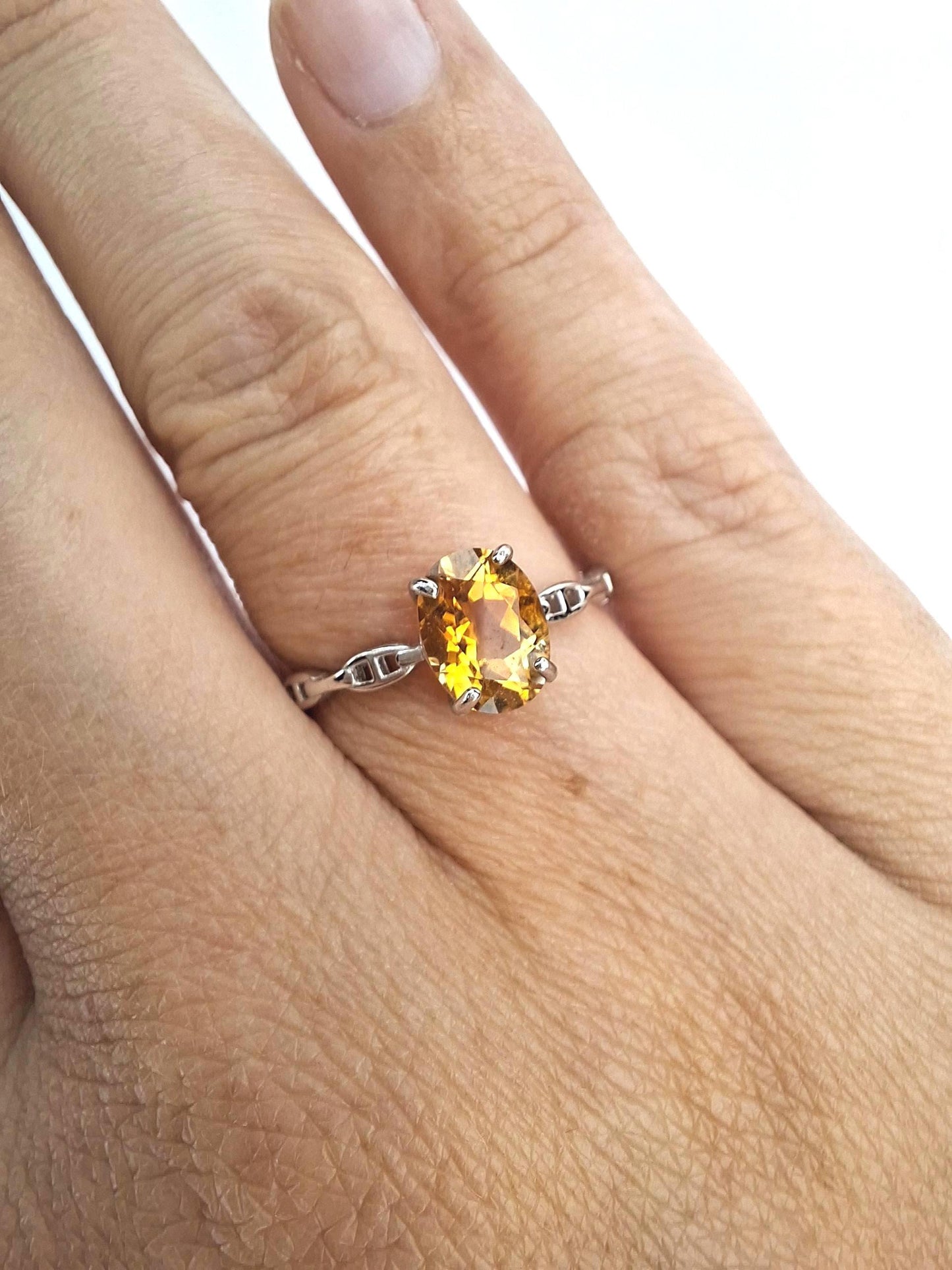 Bague Citrine naturelle, argent 925