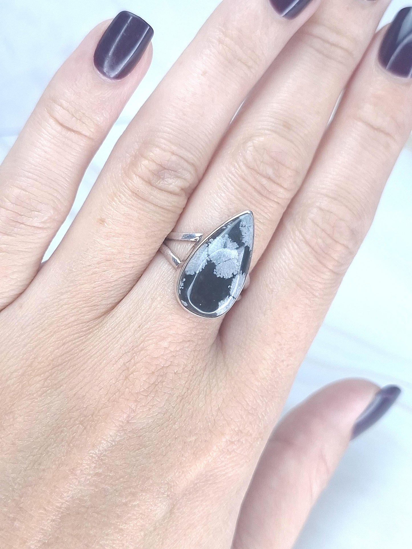 Bague Obsidienne naturelle, argent 925