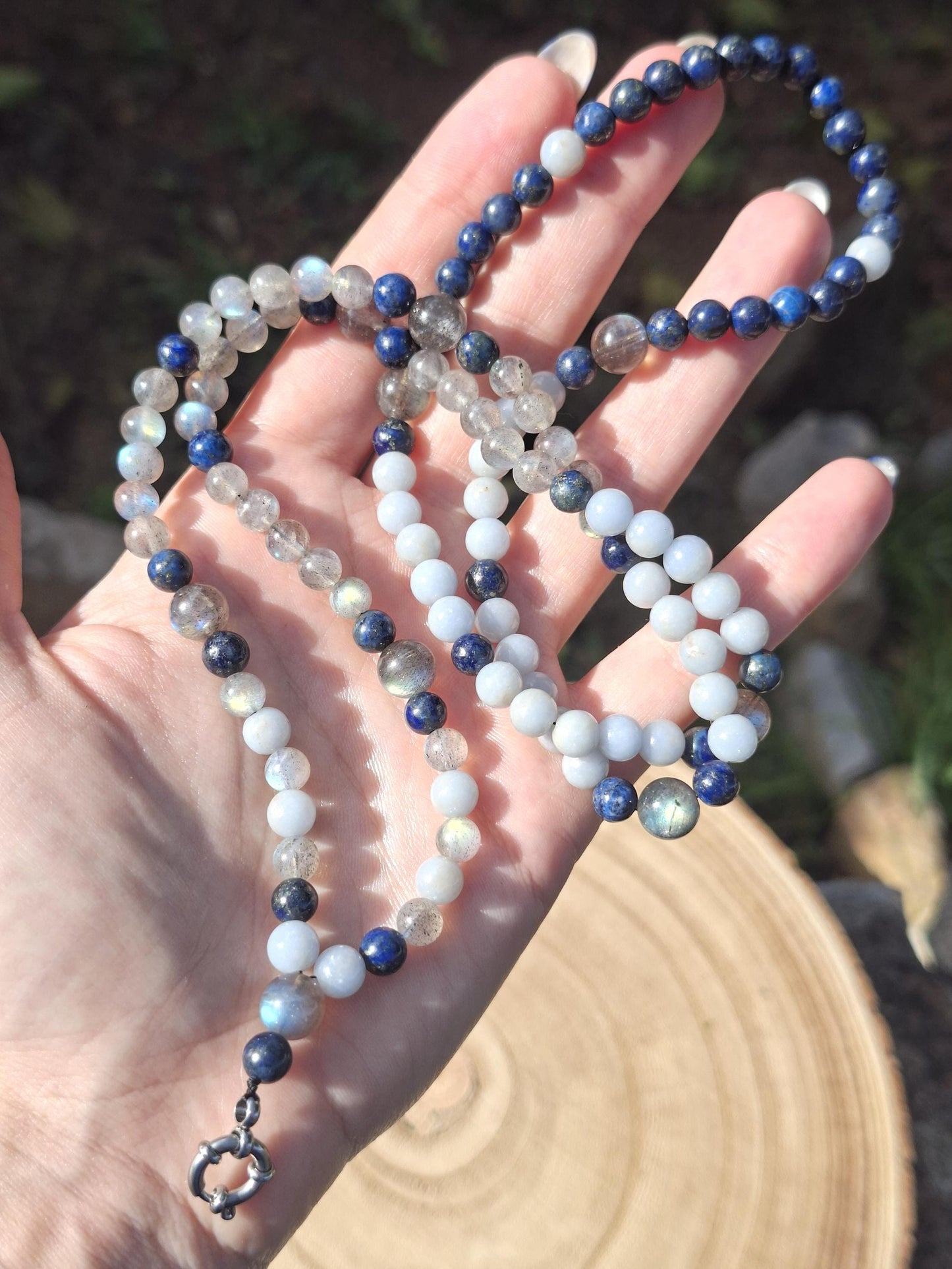 Collier Labradorite, Lapis Lazuli, Angélite