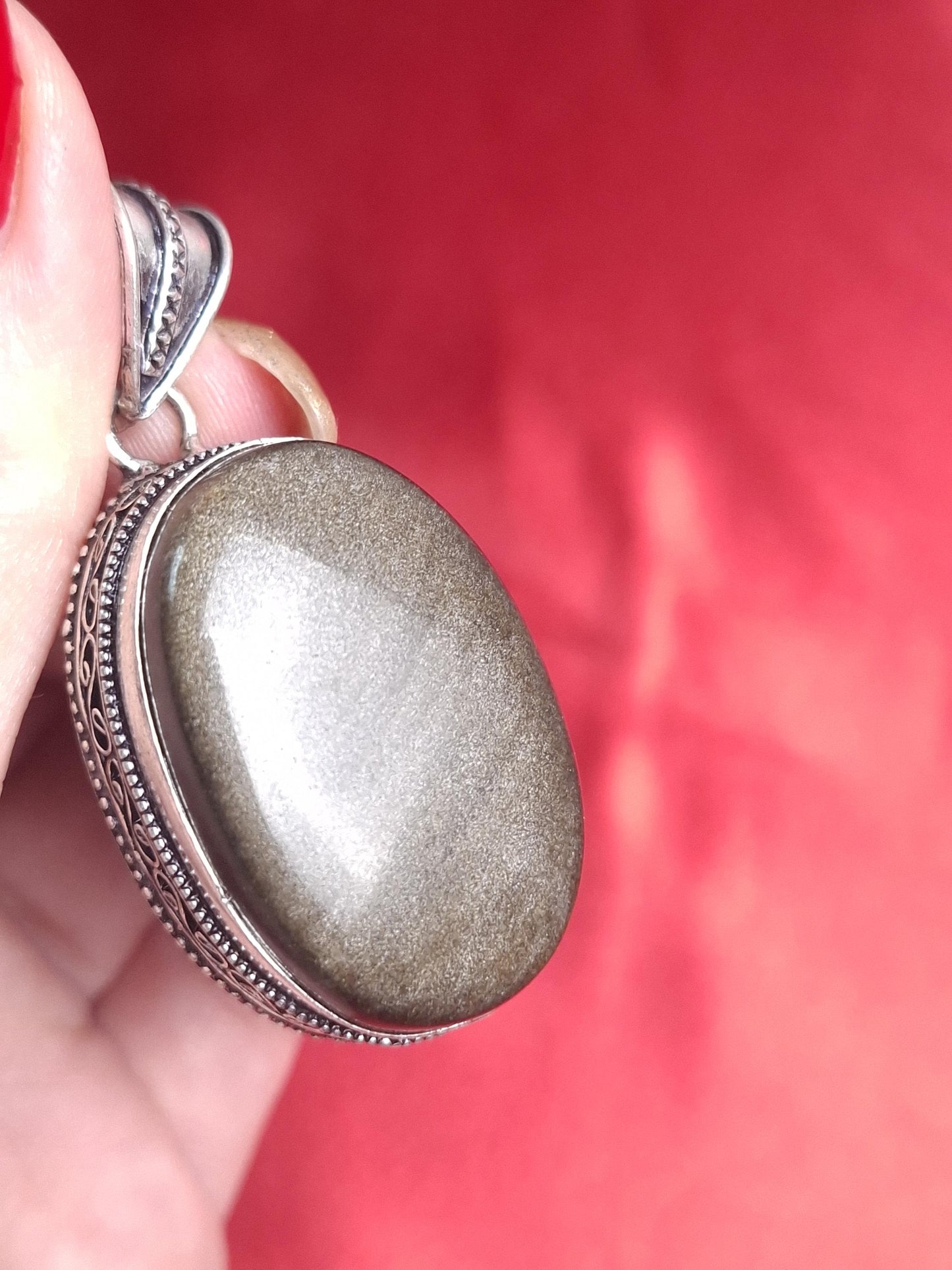 Pendentif Obsidienne dorée, argent 925