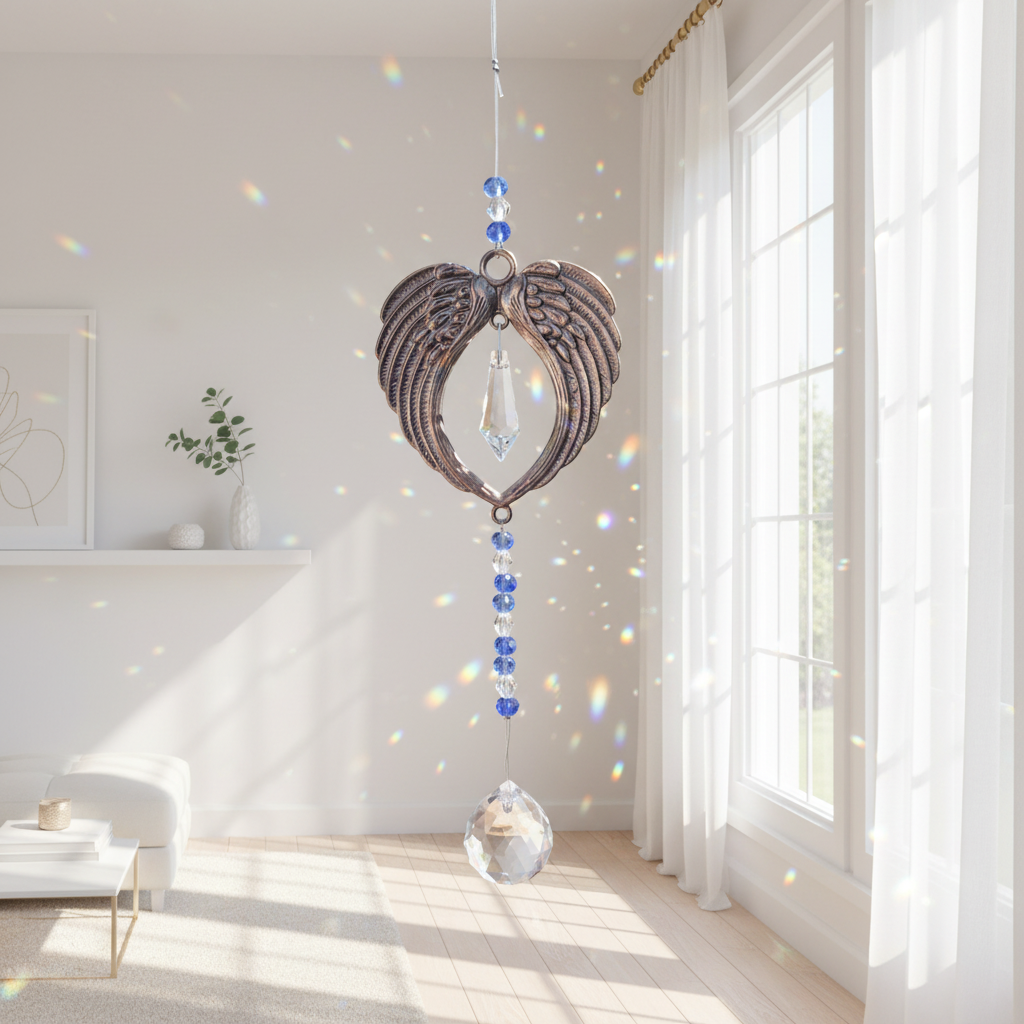 Attrape soleil cristal, Sun catcher, attrape soleil ailes d'ange
